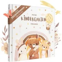 Eulentaler Freundebuch Kindergarten Tierwelt I Von Erzieherinnen gestaltet I, Handgemalte Tiere im Boho-Look I Kinderfreundliche Gestaltung
