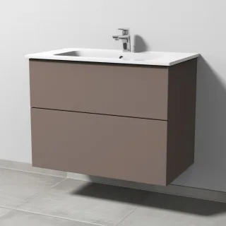 Sanipa 3way Waschtischunterbau zu Duravit ME by Starck Waschtisch mit 2 Auszügen, Taupe-Matt SP7251T