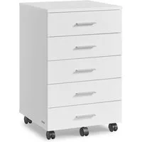 VASAGLE Rollcontainer mobiler Aktenschrank, Schubladenschrank, Druckerständer mit 5 Schubladen, mit schraubenlosen Gleitschienen