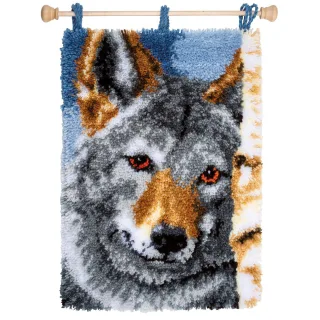 Knüpfteppich "Wolf, 40 x 53 cm