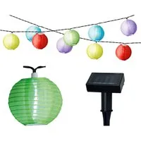 Lumineo LED Solarleuchte, Dauerlicht, warmweiß, LED Solar Lichterkette Lampions 4,5m Nylon Bunt / Kaltweiß