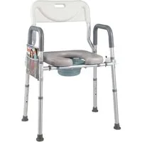 COSTWAY WC-Aufstehhilfe, belastbar bis 136 kg, 3 in 1 Toilettenstuhl für Senioren, mit abnehmbarem Eimer