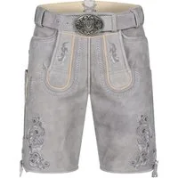 Krüger Lederhose Lederhose Norwin mit Gürtel hellgrau