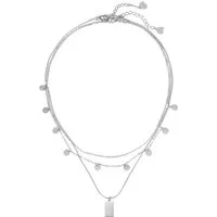 Hey Happiness Charm-Ketten-Set 2er Damen Layer mehrreihig, 18K Roségold Vergoldet, Kette Plättchen hängend, Halskette Schlange, Damenset wasserfest