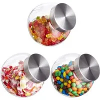 relaxdays Vorratsglas Bonbongläser 3er Set 1,5 L, Glas