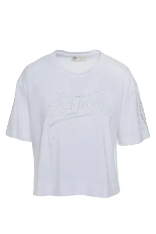 bsb - T-Shirt mit Stickerei weiß - Gr. - M