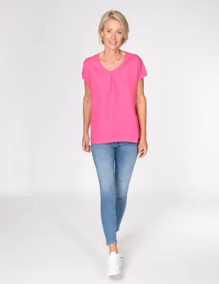 IN LINEA - V-Bluse 1/2 Arm 423 hot pink - Gr. - 38