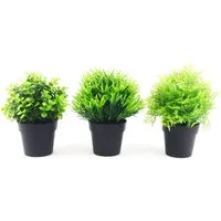Kunstpflanze Kunstpflanzen Indoor und Outdoor Plastik Pflanzen Naturgetreu Deko, Plantik, 3er Set, mit Übertopf