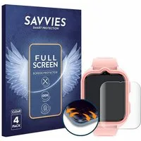 Savvies Displayschutzfolie Fullscreen Schutzfolie für Blackview Z30 Kids Smartwatch, 4 Stück, Displayschutz Folie Fullcover Klar Transparent