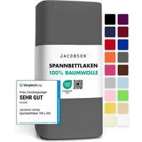Jacobson Spannbettlaken aus 100% Baumwolle, Jersey Bettlaken 160 g/m², Spannbetttuch mit Gummizug, pflegeleicht & viele Farben