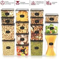 Simloveve Vorratsdose Vorratsdosen mit Deckel Luftdicht, BPA-frei Organizer Küche, Polyprophylen (PP), (22-tlg., Set inkl. Etiketten), Aufbewahrungsbox Küche 0,8/1,4/2,0/2,8L, für Mehl, Müsli, Zucker