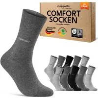 sockenkauf24 Gesundheitssocken Comfort Socken ohne Gummibund & ohne Naht mit Komfortbund (10-Paar) Diabetiker Socken ohne Gummi aus Baumwolle für Damen und Herren