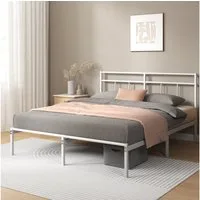 ZINUS Bettgestell Florence Square mit Kopfteil (Weiß, 140x200 cm), Doppel/Einzelbett