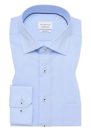 ETERNA - Hemd Pepita Langarm himmelblau - Gr. - 40/Langarm - 65cm