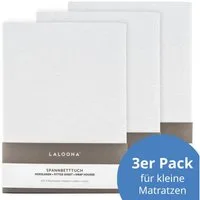LaLoona Spannbettlaken Weiß, Baumwolle, Gummizug: rundum, Bettlaken Set für kleine Matratzen 40 x 90 cm 3x Baby Spannbetttuch