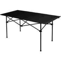 anndora Campingtisch 70x140 cm faltbarer Esstisch schwarz, ausziehbares Gestänge - Tischplatte aufrollbar