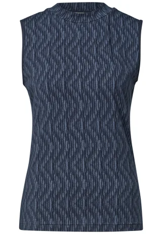 Street One - Top mit Turtle Neck und Print ashen blue - Gr. - 44