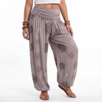 OriginalYou Haremshose Pluderhose für Damen leichte Haremshose sommerliche Yogahose Middle Waist, mit elastischem Bund, weites Bein