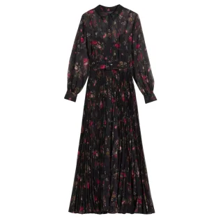 Schwarzes Kleid Mit Ted Baker Ceiba Print-maxihemd