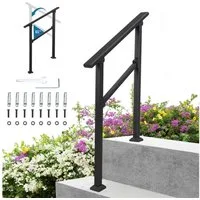 GarveeMore Treppengeländer Stabile Treppenhandläufe aus Aluminium & Eisen mit 2 Stufen, 90 cm Höhe, mit 2 Pfosten, 1-tlg., mit verstellbarer Höhe & Winkel, inkl. Befestigungsmaterial