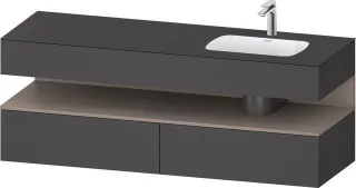 Duravit Qatego Einbauwaschtisch mit Konsolenwaschtischunterbau Graphit Matt 1600x550x600 mm - QA4796 QA4796043490010