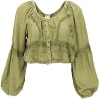 Guru-Shop Longbluse Bestickte indische Hippie Langarm Bluse, Boho.. alternative Bekleidung