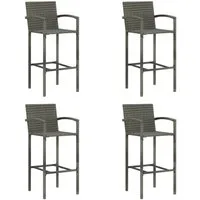 vidaXL Gartenstuhl Barhocker 4 Stk. Grau Poly Rattan (4 St)