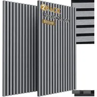 TLGREEN Wandpaneel 2er Set Akustikpaneele Holzoptik 3D Wandpaneele, BxL: 60x120 cm, 0,72 qm, (Schallabsorber Wandpaneele,Schalldämmung Wandverkleidung, Akustik Panel für Wohnzimme, Büro, Heimkino, Tonstudio, Eiche) 2 Stück Graubraun