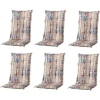 Madison Hochlehnerauflage 6er Set C 306 Gartenstuhl Auflagen Kissen Polster für Hochlehner braun, (Spar-Set, 6 St., 6 Auflagen), für Hochlehner-Stühle