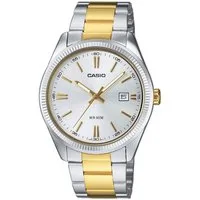 CASIO TIMELESS COLLECTION Quarzuhr MTP-1302PSG-7AVEF, Armbanduhr, Herrenuhr, Damenuhr, Datum, Edelstahlarmband, Neo-Display