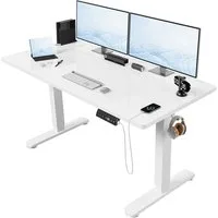 HOMALL Schreibtisch Höhenverstellbarer Elektrisch Schreibtisch, Vierteilige Tischplatte (GroBe MaBe: 140 x 70 cm, 160/180 x 80 cm mit USB-Ladeanschluss, in 3 Stufen hoherverstellbar)