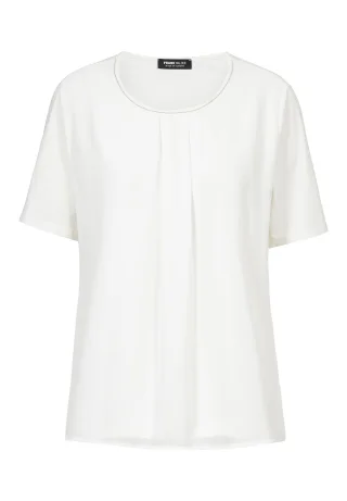 FRANK WALDER - Blusenshirt NOS mit Kellerfalten-Detail ecru - Gr. - 44