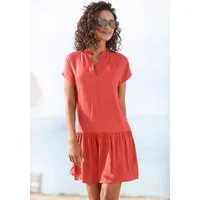 s.Oliver Blusenkleid mit Volant am Rock luftiges Tunikakleid, Sommerkleid,leichtes Strandkleid,Cover-up, Basic