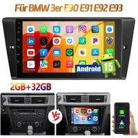 ESSGOO DAB+ Für BMW 3er E90 E91 E92 E93 9'' Carplay Android15 GPS WIFI BT Autoradio (RDS, 4+64GB(optional), DAB (optional), FM, AM, DAB+ (optional), Carplay Android Auto Bluetooth EQ USB GPS Navi WIFI Touchscreen)