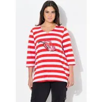 Ulla Popken T-Shirt Shirt Ringel verzierte Peperoni Classic 3/4-Arm