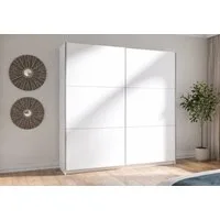 Home Collective Schwebetürenschrank Kleiderschrank Schlafzimmerschrank Garderobe wahlweise mit Spiegel (Maße B/H/T: 200,6 x 207 x 60 cm) 5 Böden & Kleiderstange für viel Stauraum, Weiß