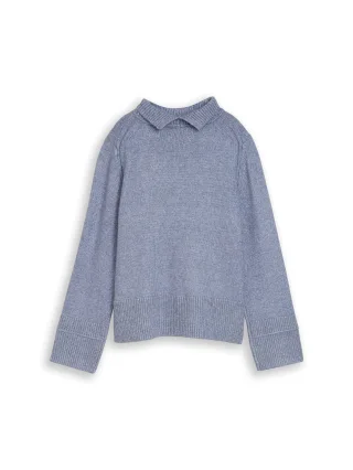 Tom Tailor - Cosy Strickpullover mit Stehkragen fern blue melange - Gr. - XXL