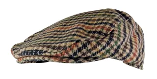 Herren traditionell überprüft Tweed flache Kappe | Socke Snob | Newsboy Style - GL228 Beige / Rot