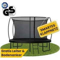 Zero Gravity Gartentrampolin 305x213/366x244/457x366 cm, Ovales Trampolin inkl. Leiter, Ø 305 cm, Trampolin Outdoor Komplett-Set, TÜV GS, Smarter & schneller Netzabbau
