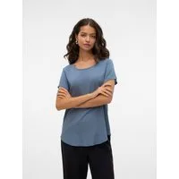 Vero Moda Blusenshirt VMBELLA SS TOP WVN GA NOOS Viskosemischung, abgerundeter Saum