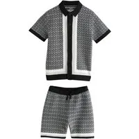 Next Shirt & Shorts Gestricktes Poloshirt und Shorts im Set (2-tlg)