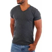 CARISMA T-Shirt Herren Uni Basic 4066 tief-breit geschnittener Ausschnitt vintage Look V-Ausschnitt unifarben kurzarm slim fit