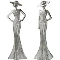 GILDE Dekofigur 2er-Set Lady Diva silber