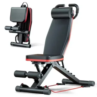 Bominfit 20-in-1 Multifunctional Adjustable Dumbbell Bench 6 Position Foldable Workout Bench Heavy Duty Steel Frame PU L