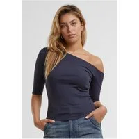 URBAN CLASSICS Rundhalsshirt Ladies Organic Asymmetric Rib Tee Damen Shirt