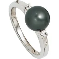 JOBO Perlenring, 925 Silber mit synthetischer Perle und Zirkonia