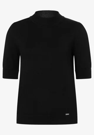 MORE & MORE - Turtleneck-Pullover mit kurzen Ärmeln schwarz - Gr. - 36