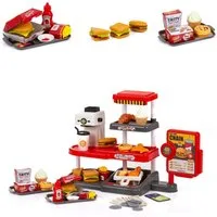 Chipolino Spiellebensmittel Spielzeug Schnellrestaurant, 71-teilig Burger Pommes Kaffeemaschine