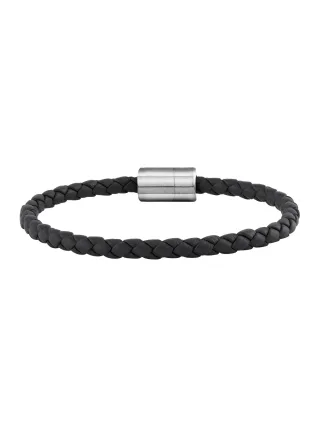 cai Armband Leder olivenblattgegerbt schwarz Stahl