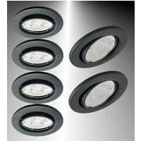 TRANGO LED Einbauleuchte, 6er Set 6729-061MCOB LED Einbaustrahler in Anthrazit matt schwenkbar inkl. 6x 5 Watt 3000K warmweiß Ultra Flach LED Modul, Einbauspots, Deckenstrahler, Badleuchte, Deckenleuchte, Deckenspot, Downlight